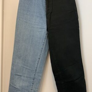 PacSun Two-Tone High Rise Jeans — Light Blue & Black